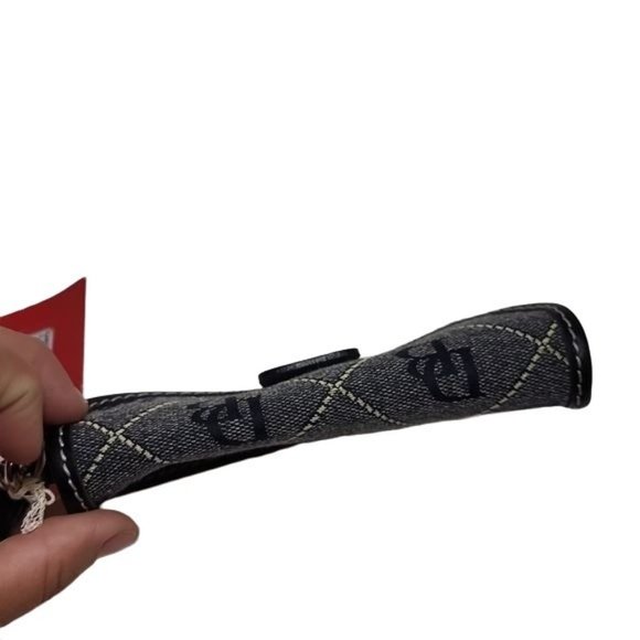 Dooney & Bourke Flap Wristlet Signature Fabric 7 Leather Black Grey Silver NWT - Picture 7 of 14